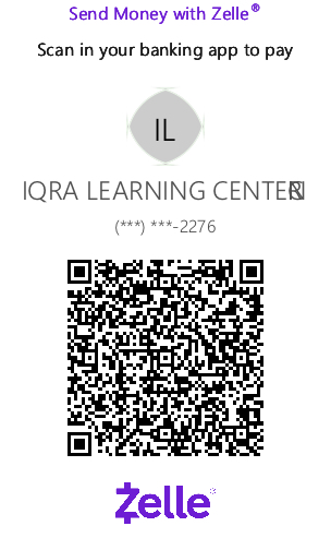 Iqra Learning Center Zelle donation QR code